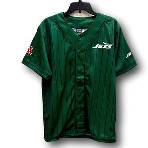 NFL New York Jets Graphic Button Down Jersey T-Shirt - Size Medium - NWT